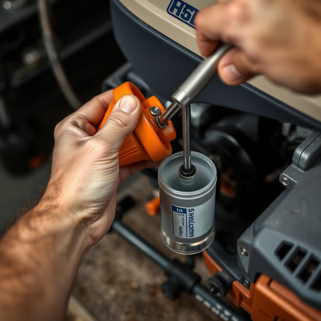 A detailed photorealistic photo of a person in a workshop using a flat-head screwdriver to