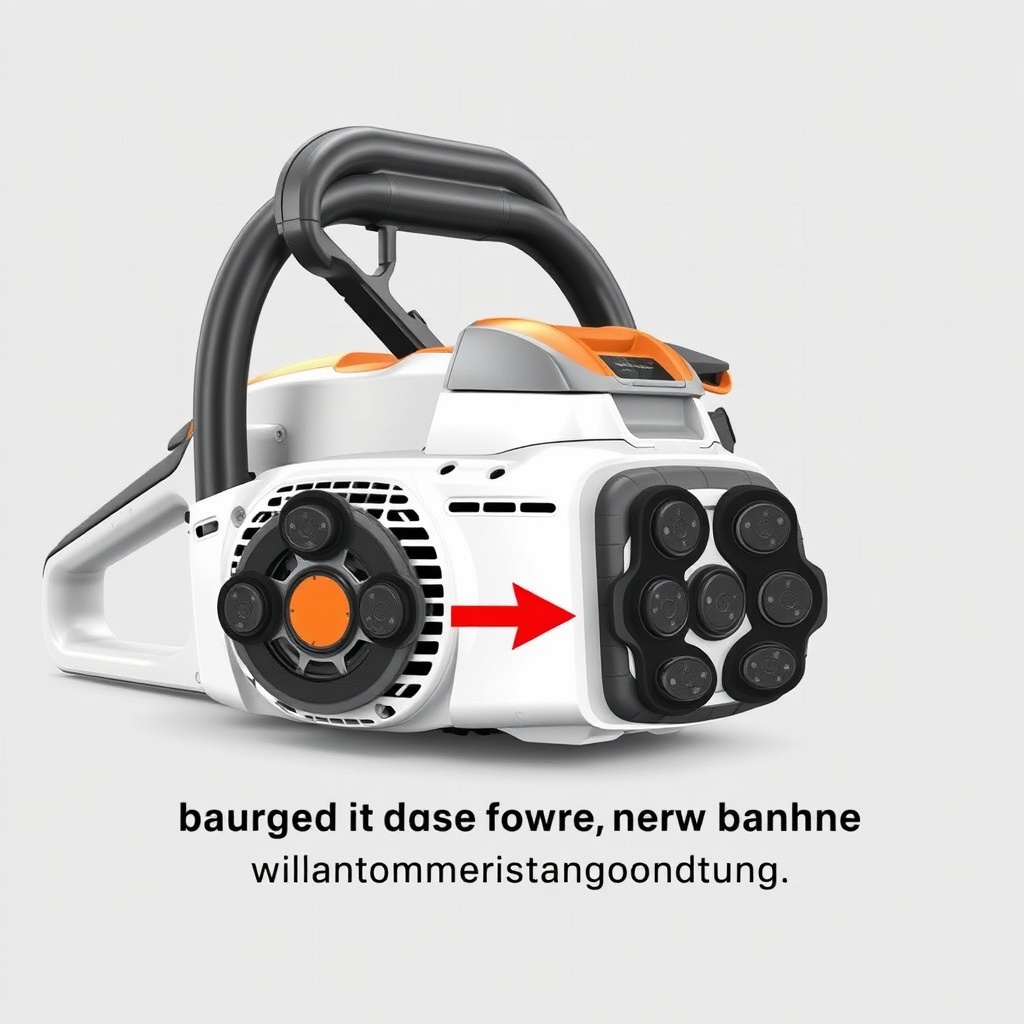 Photorealistic illustration of a Stihl MS 261 C-M with the front handle detached