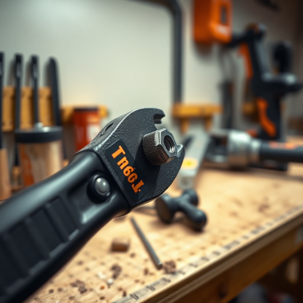 A clean photorealistic photo of a torque wrench being used on a Husqvarna 460 Rancher bar